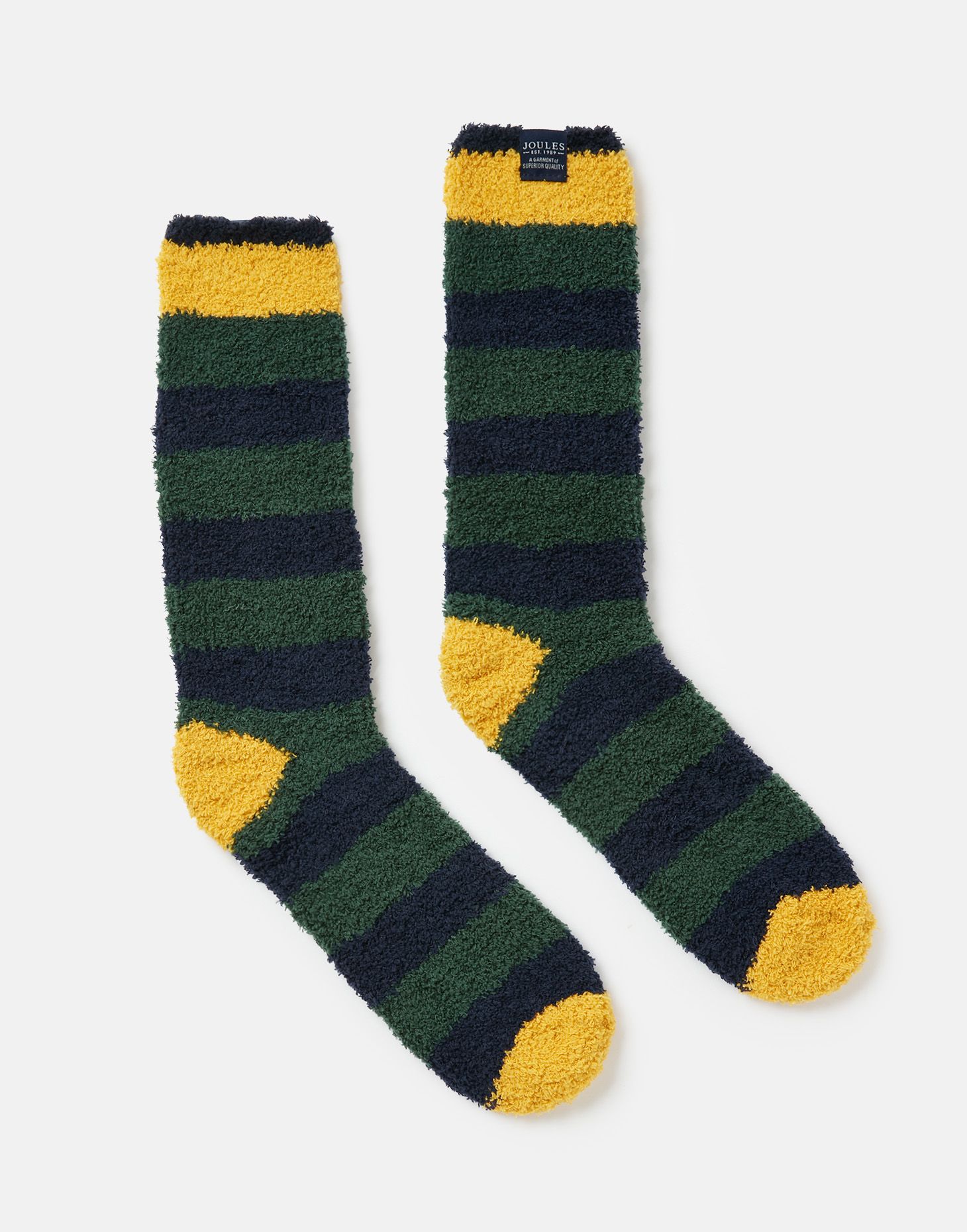 Fluffy Socks Joules 7-12 Mens Green Blue Stripe