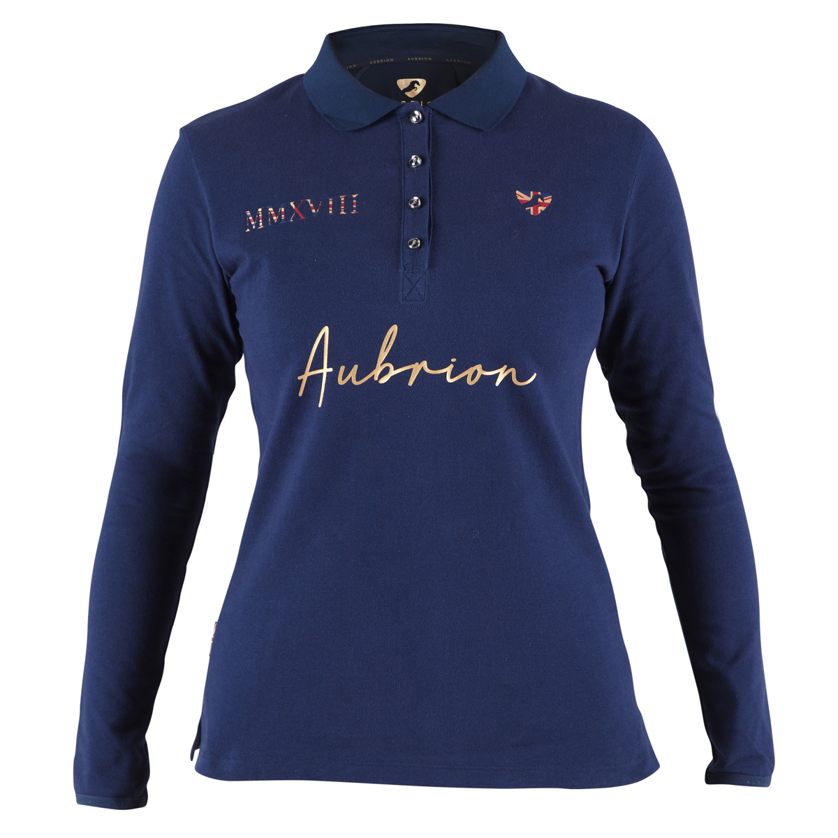Shires Aubrion Team Ladies Long Sleeve Polo Navy Blue